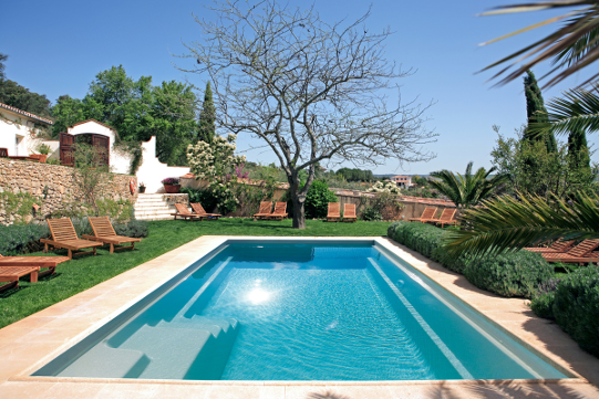 Clear water in the garden pool